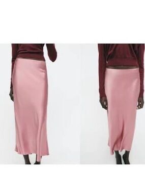 Zara pink satin skirt